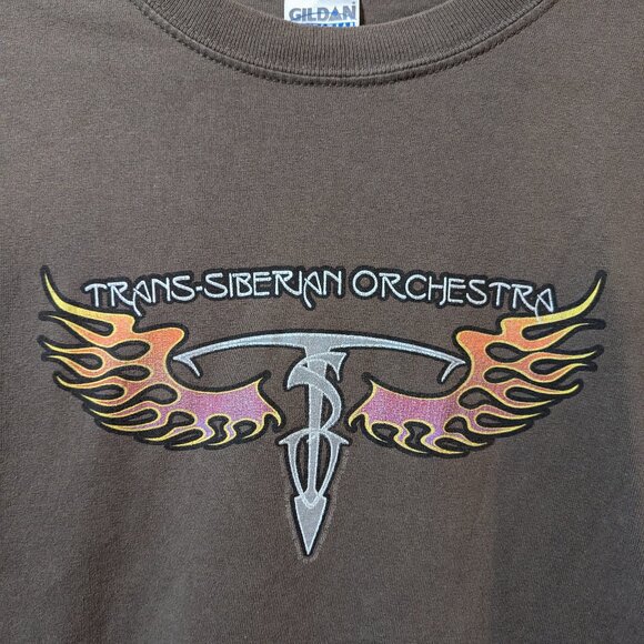 Vintage Y2K Trans-Siberian Orchestra Brown Logo T-Shirt size Large - Picture 2 of 4
